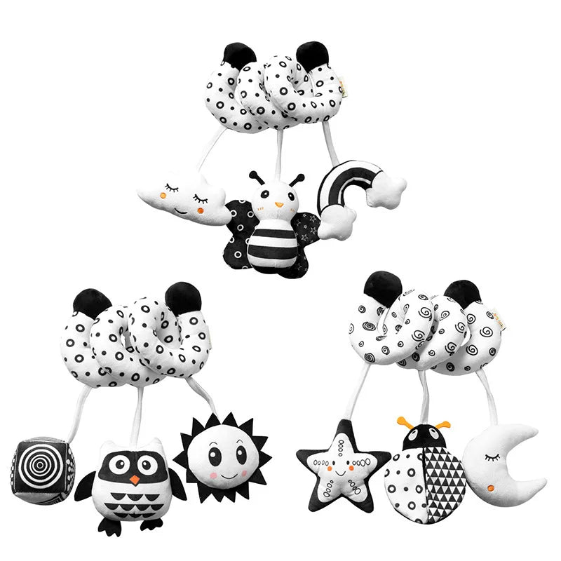 Sonajero de peluche sensorial para bebé, cochecito de juguete, juguetes colgantes móviles musicales, sonajeros móviles para bebés, juegos para recién nacidos de 0 a 6 y 12 meses
