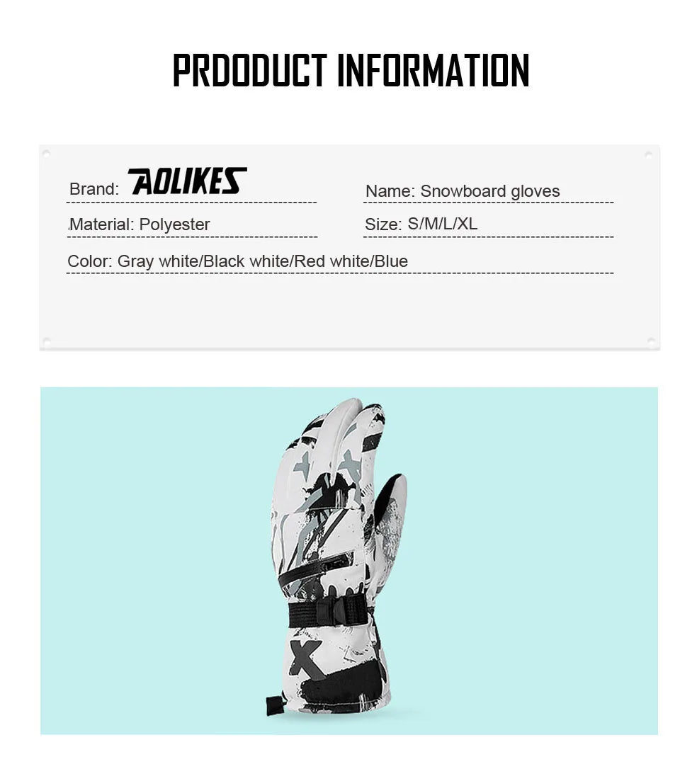 CoolFit hombres mujeres guantes de esquí ultraligeros impermeables guantes cálidos de invierno guantes de Snowboard motociclismo nieve guantes impermeables