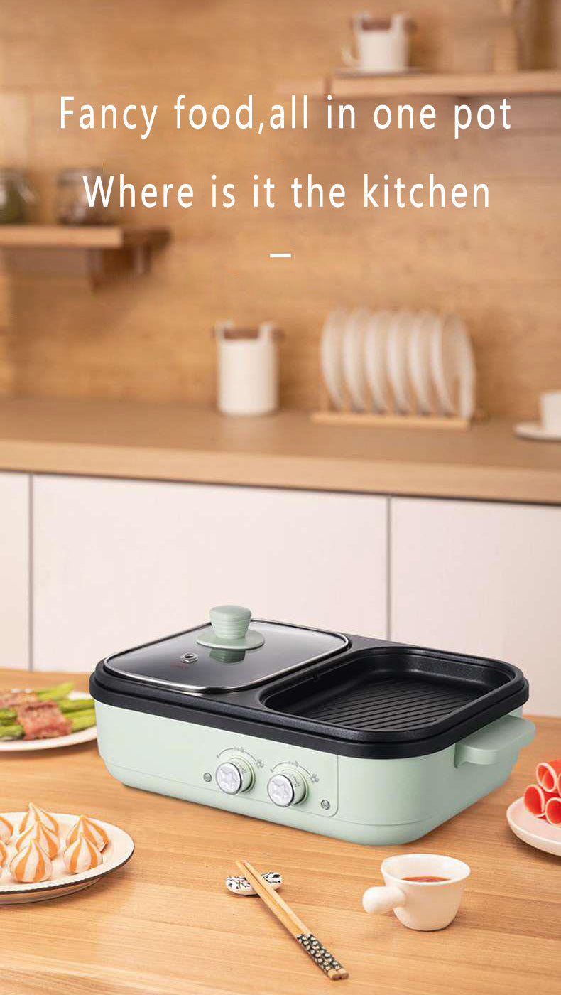 Olla y plancha Shabu antiadherente 2 en 1, ollas múltiples para barbacoa, olla Shabu Shabu con parrilla, filetes, Ramen y fideos, olla de Cocina eléctrica