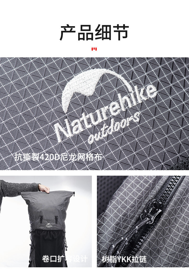Naturehike 60L + 5LCamping senderismo escalada mochilas Piggyback transpirable ligero alrededor de 1160g con diseño de cubierta de lluvia