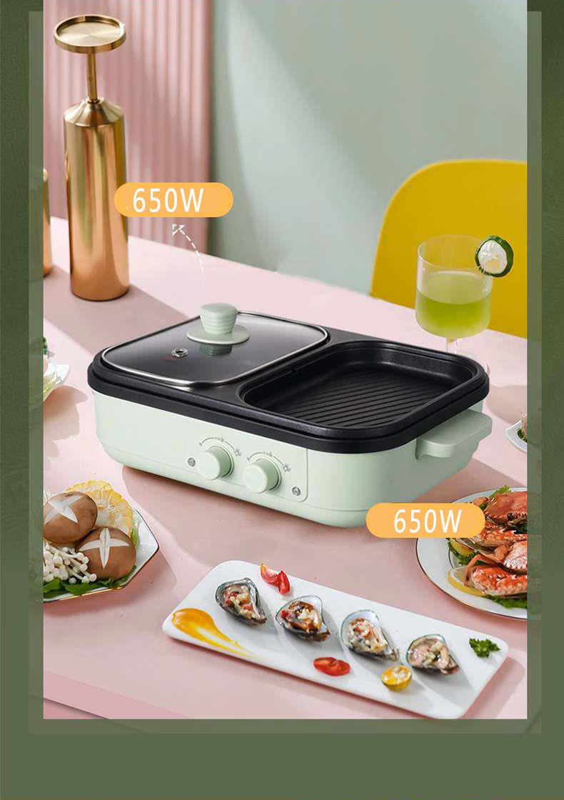 Olla y plancha Shabu antiadherente 2 en 1, ollas múltiples para barbacoa, olla Shabu Shabu con parrilla, filetes, Ramen y fideos, olla de Cocina eléctrica