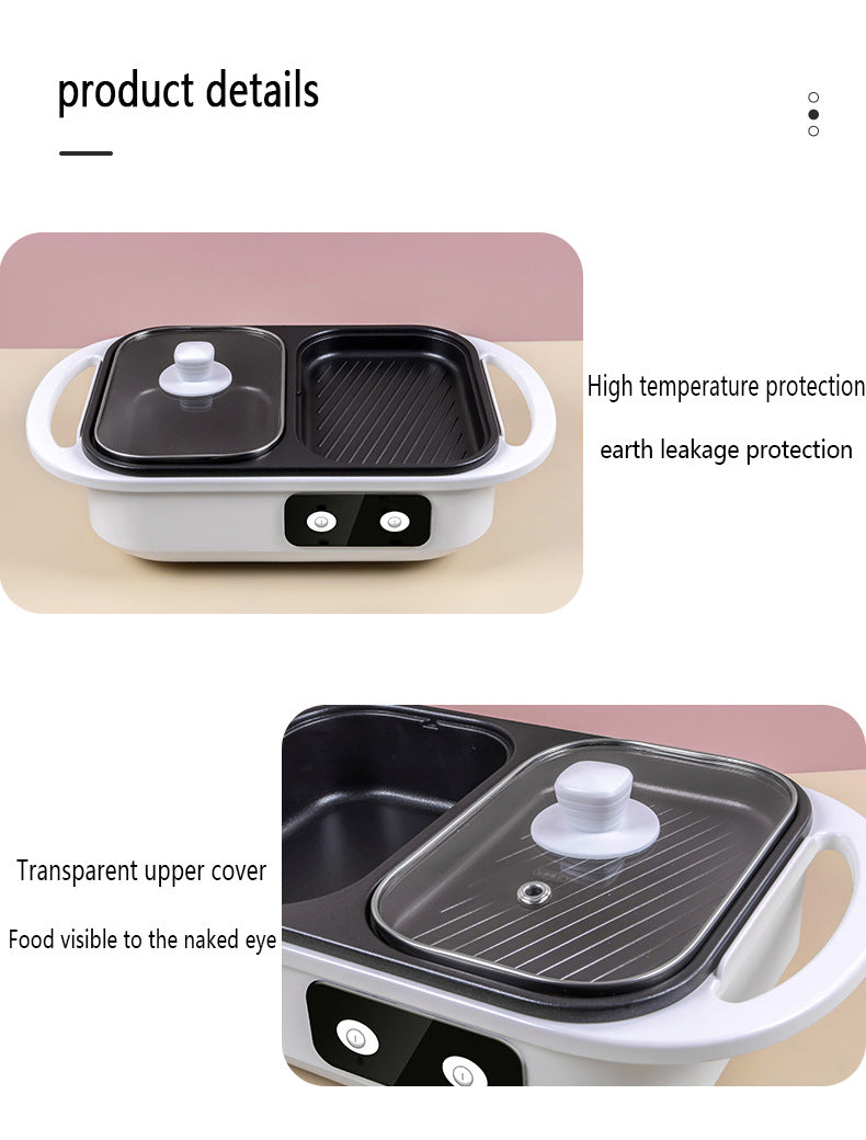 Olla y plancha Shabu antiadherente 2 en 1, ollas múltiples para barbacoa, olla Shabu Shabu con parrilla, filetes, Ramen y fideos, olla de Cocina eléctrica