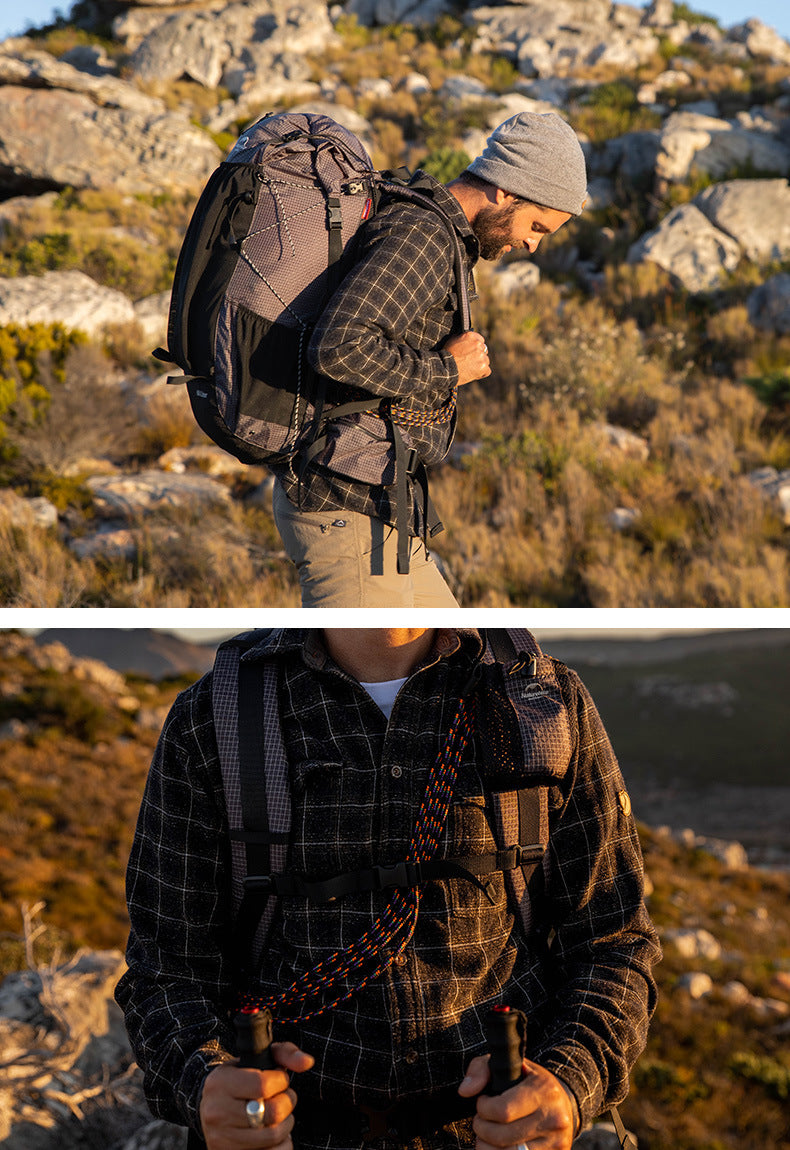 Naturehike 60L + 5LCamping senderismo escalada mochilas Piggyback transpirable ligero alrededor de 1160g con diseño de cubierta de lluvia