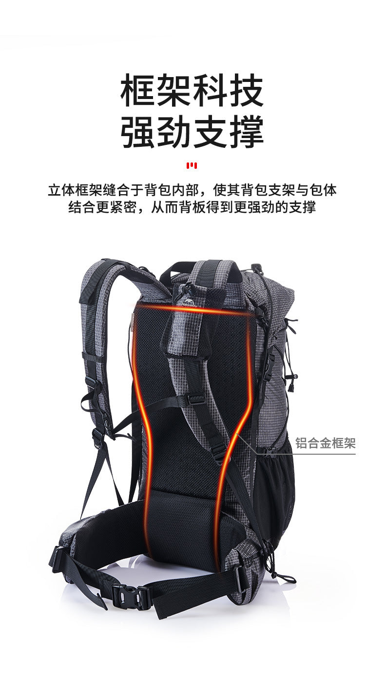 Naturehike 60L + 5LCamping senderismo escalada mochilas Piggyback transpirable ligero alrededor de 1160g con diseño de cubierta de lluvia