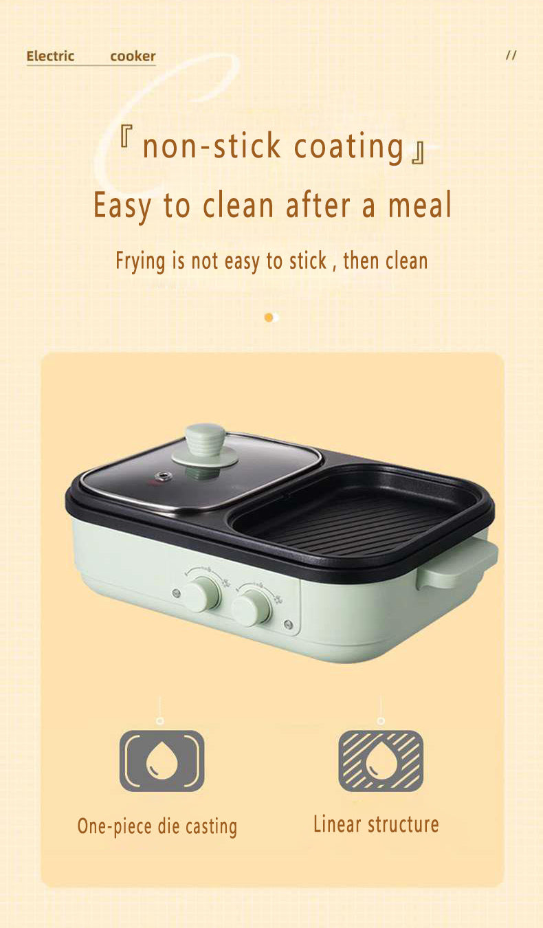 Olla y plancha Shabu antiadherente 2 en 1, ollas múltiples para barbacoa, olla Shabu Shabu con parrilla, filetes, Ramen y fideos, olla de Cocina eléctrica