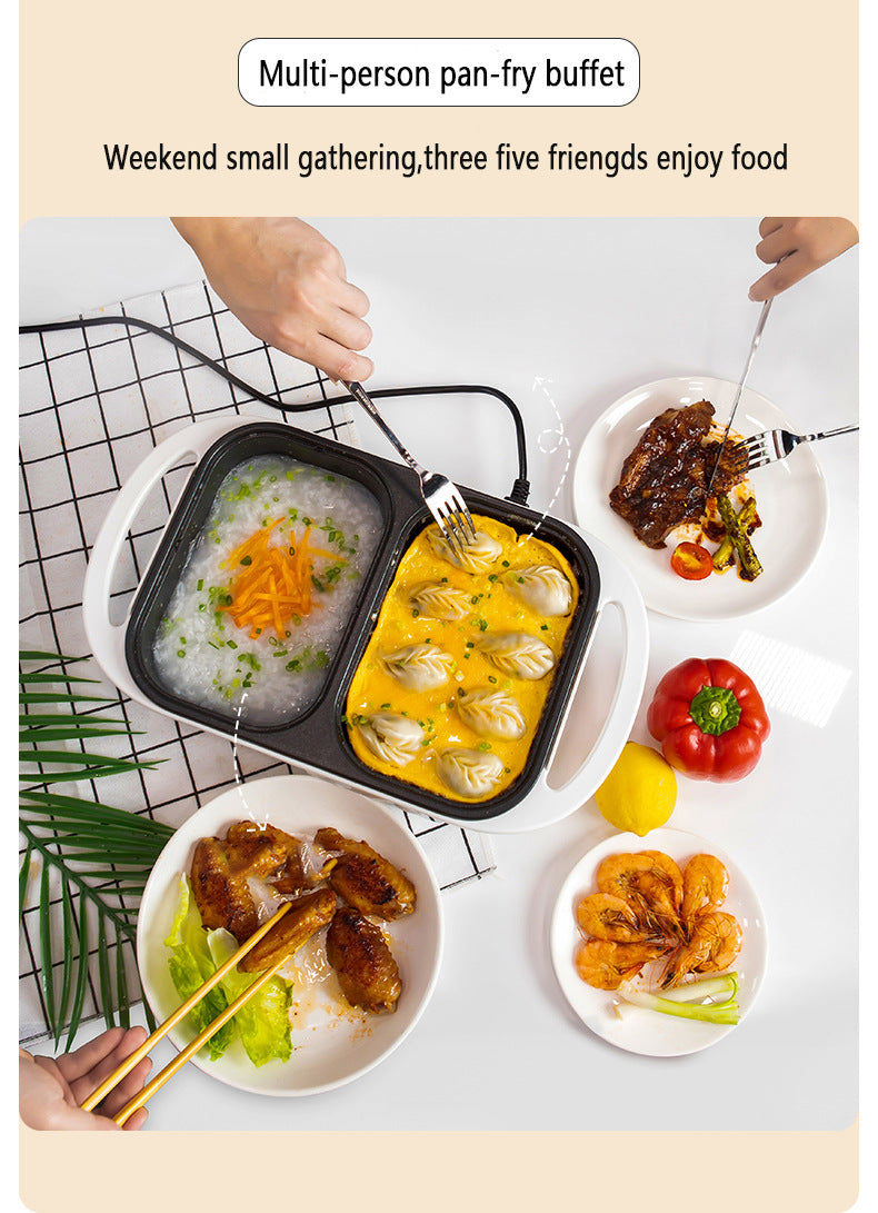Olla y plancha Shabu antiadherente 2 en 1, ollas múltiples para barbacoa, olla Shabu Shabu con parrilla, filetes, Ramen y fideos, olla de Cocina eléctrica