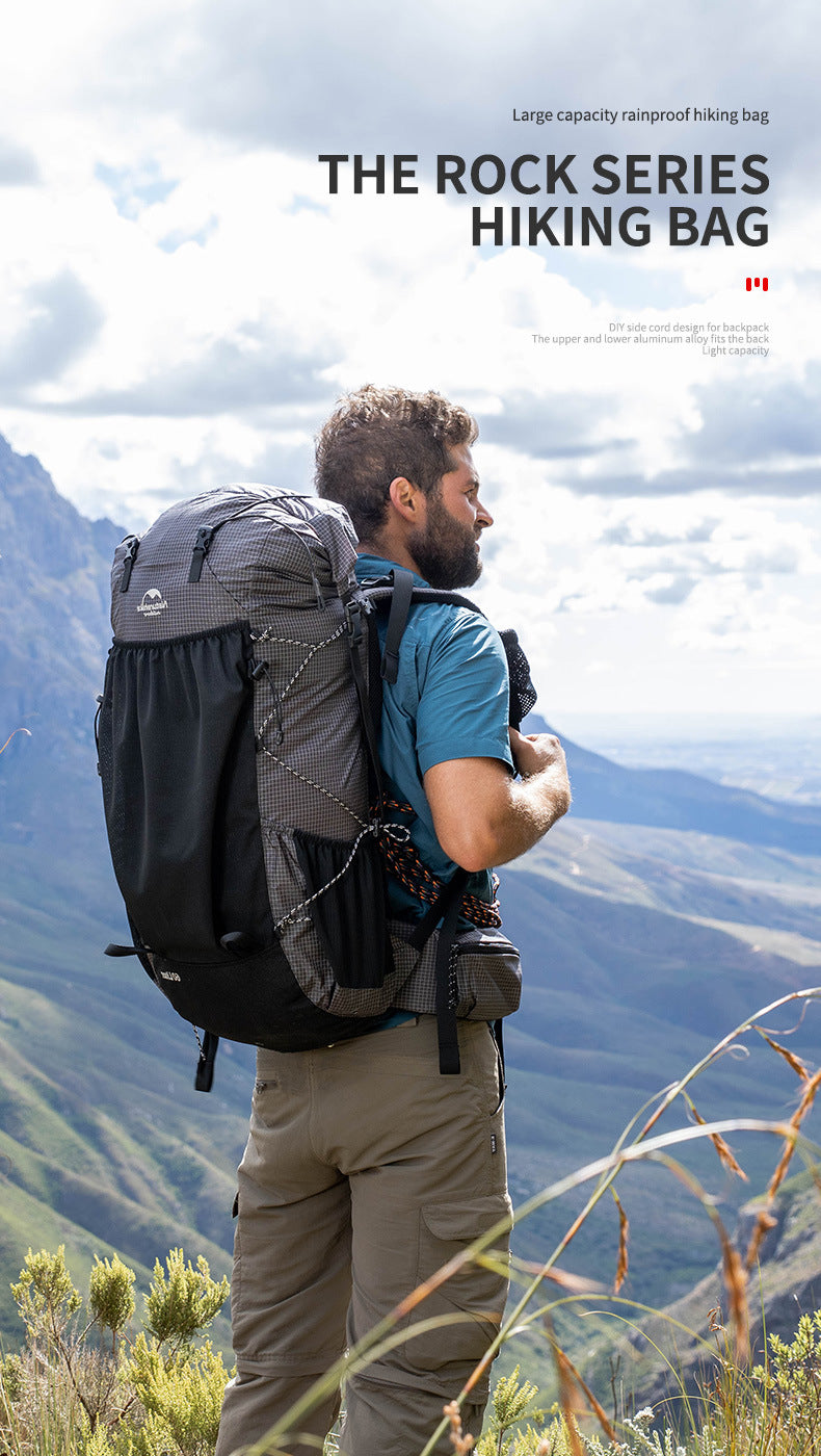 Naturehike 60L + 5LCamping senderismo escalada mochilas Piggyback transpirable ligero alrededor de 1160g con diseño de cubierta de lluvia