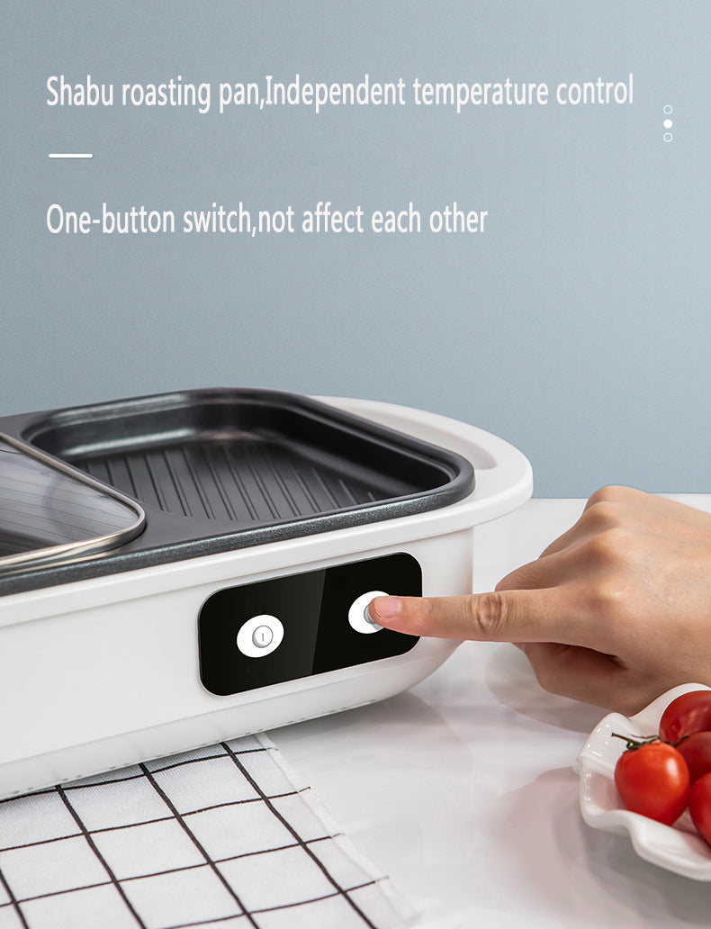 Olla y plancha Shabu antiadherente 2 en 1, ollas múltiples para barbacoa, olla Shabu Shabu con parrilla, filetes, Ramen y fideos, olla de Cocina eléctrica