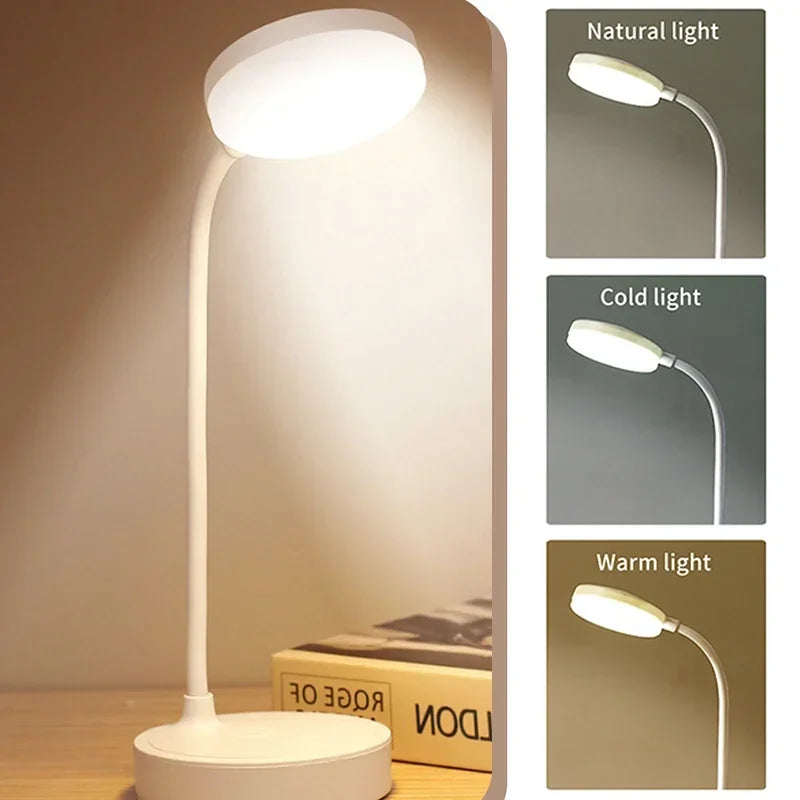 Lámpara de escritorio LED flexible con atenuador de 3 niveles, alimentada por USB, cuidado de los ojos, luz blanca cálida, perfecta para el hogar, la oficina, la lectura, el estudio