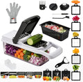 Picador de Verduras 26 en 1 con Cuchillas de Acero Inoxidable, Espiralizador, Rallador, Protector de Manos para Rebanar