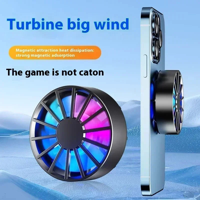 Enfriador de Teléfono Portátil Magnético, Ventilador Ligero de Bajo Ruido con Luz RGB, Enfriamiento Rápido para Teléfono, Tableta, Juegos PUGB