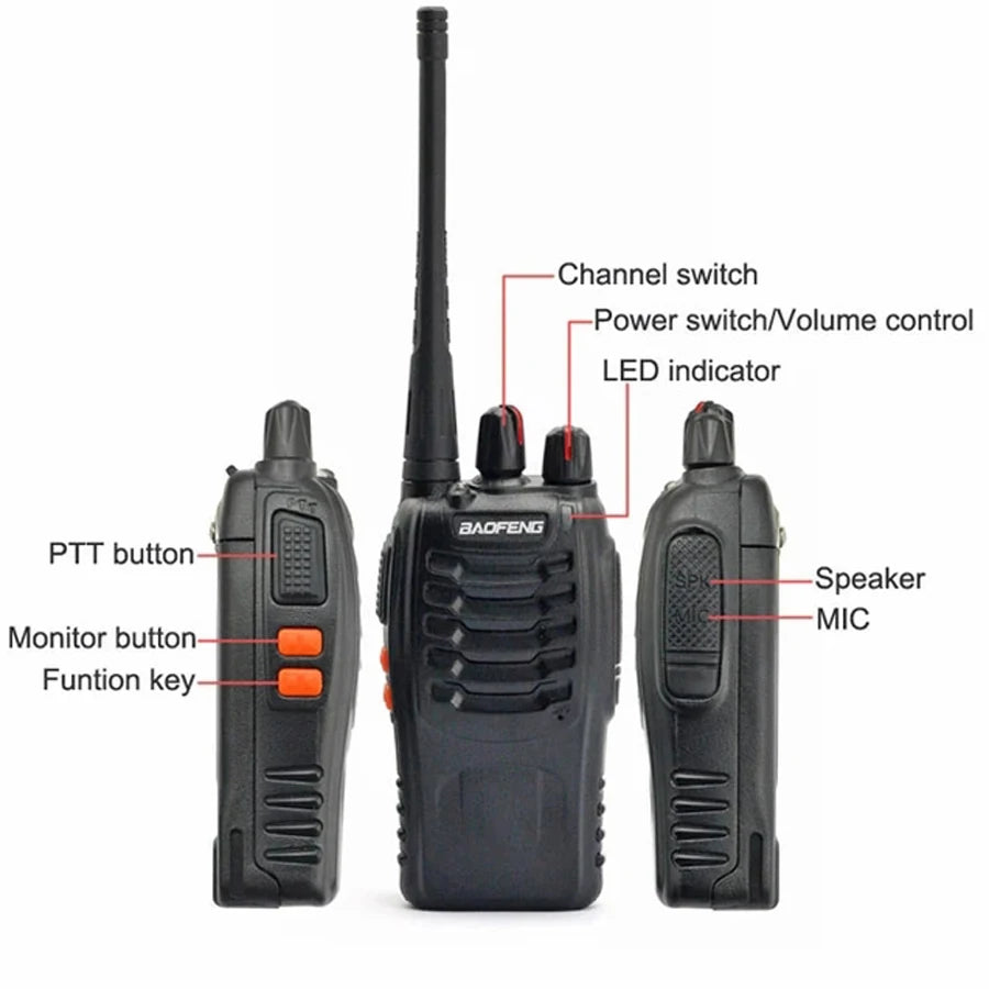 2 uds Baofeng BF 888S Walkie Talkie UHF BF888S transceptor de Radio portátil de jamón bidireccional de largo alcance para receptor de Hotel de caza