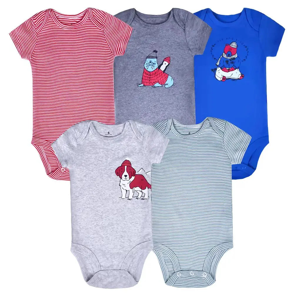 5 unids/lote de monos para bebé, ropa de verano, moda de algodón con estampado Floral, ropa para bebé recién nacido, niña y niño, mono bonito, trajes infantiles