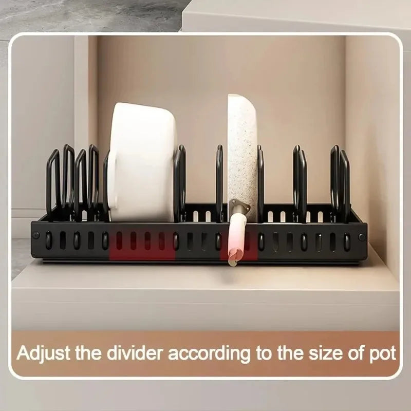 Organizador extraíble para gabinetes de cocina con rieles deslizantes, estante de almacenamiento ajustable para ollas, sartenes y platos