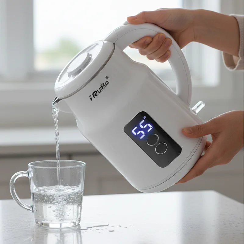 Iruibo 2.5l hervidor eléctrico 1000W casa cocina de calentamiento rápido hervidor de té de ebullición automático de protección de apagado de energía 110V hervidor de acero inoxidable