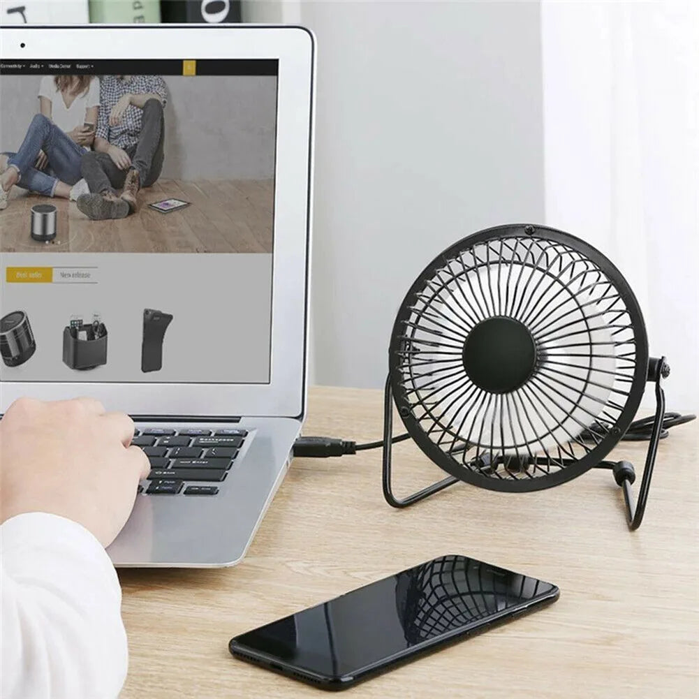 Ventilador de escritorio portátil de 4 pulgadas, ventilador de escritorio para el hogar y la Oficina, Mini ventilador recargable por USB, ventilador giratorio de 360 grados, ventilador USB portátil