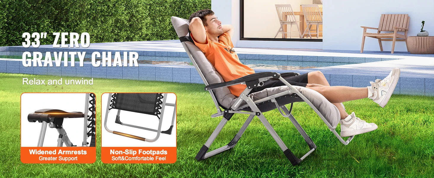 SucceBuy Silla de gravedad cero, sillón reclinable de gravedad cero, silla antigravedad ajustable con cojín, reposapiés y portavasos