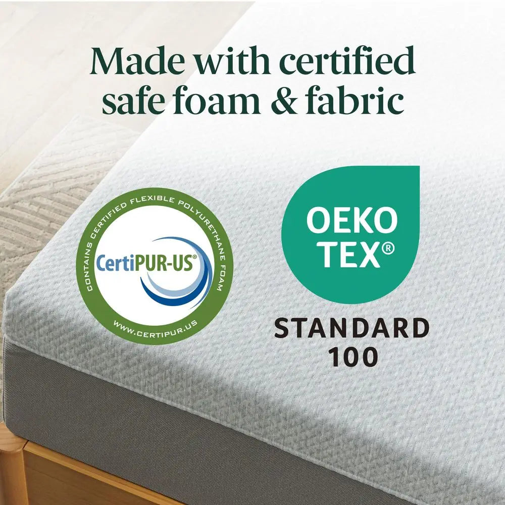 Colchón de Espuma Viscoelástica Esencial de Té Verde de 8 Pulgadas, Cama en Caja, Colchón Económico, Certificado CertiPUR-US