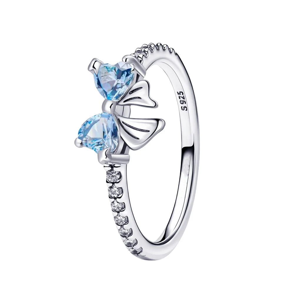 2024 nuevo anillo de plata 925 anillo de lazo brillante de circón anillo de boda de dedo Original S925 DIY regalo de joyería fina para mujer