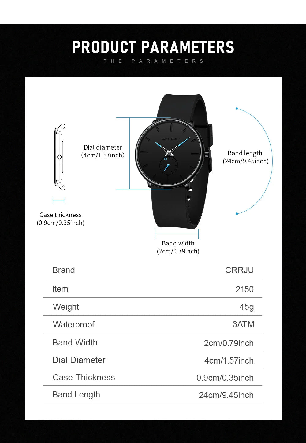 CRRJU-Conjunto de relojes de silicona informales para hombre y mujer, relojes de pulsera de cuarzo con esfera Simple, reloj de vestir para mujer