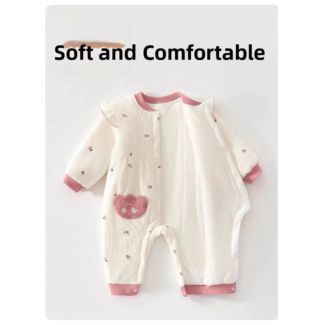 Conjunto de Ropa para Bebé Recién Nacido, Otoño Invierno, Mono de Encaje Bonito, Ropa para Salir, 80g de Algodón, Manga Larga, Estilo Casual