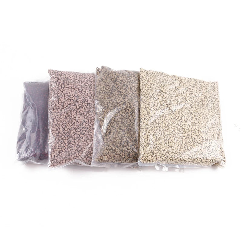 10.000 unids/bolsa extensiones de cabello Micro anillos cuentas enlaces 4,0*2,0*3,0mm cuentas forradas de silicona para herramientas de extensiones de cabello humano