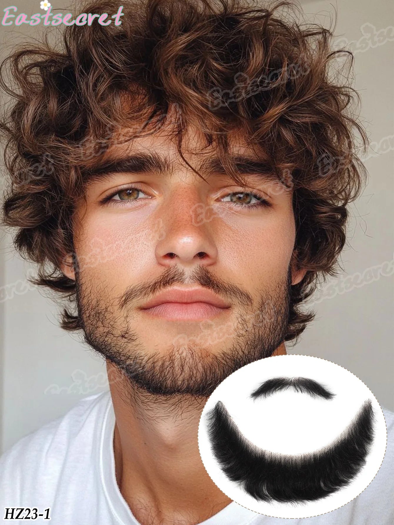Bigote falso de barba de encaje sintético para hombres, bigote hecho a mano por pelo Real, Cosplay, encaje sintético, barbas invisibles