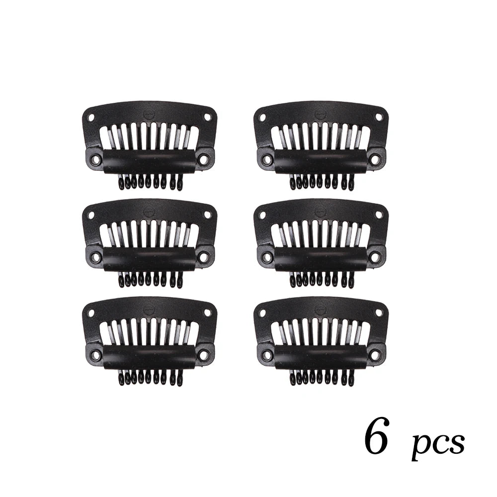 Clips de peluca de plástico negro de 32Mm, Clip a presión utilizado para extensiones de cabello, postizos de trama, pelucas, pinzas para el cabello grandes, herramientas de estilismo, accesorios para peluca
