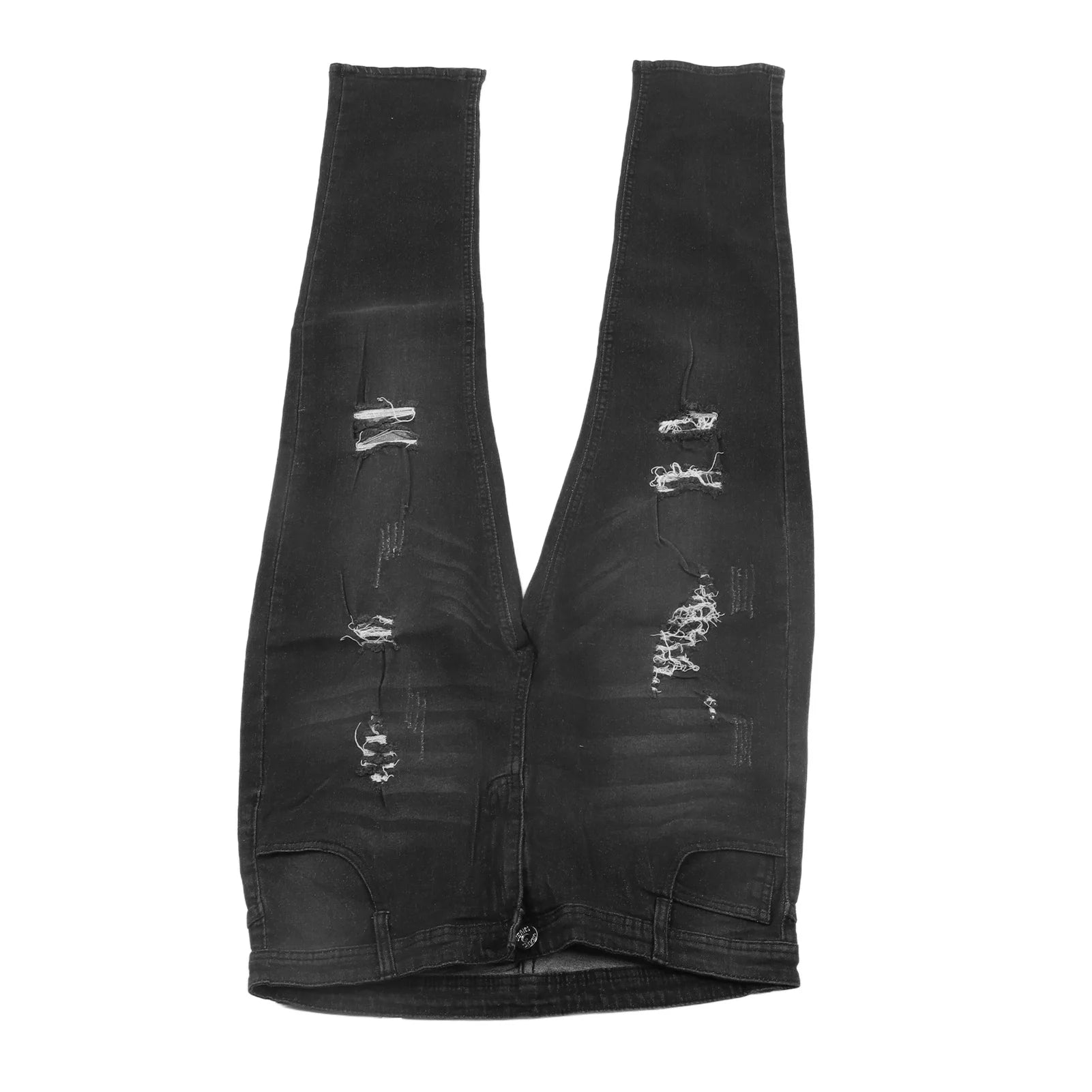 【Venta】Pantalones desgastados para hombre, pantalones ajustados informales con botones y cremallera a la moda con bolsillos para fiesta de viaje