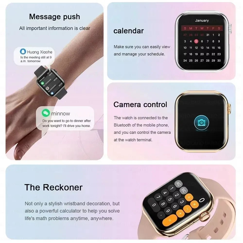 Nuevo reloj inteligente serie X para hombre y mujer, con monitor de presión arterial, llamadas por Bluetooth, NFC, monitorización del sueño, carga inalámbrica, reloj deportivo compatible con IOS y Android.