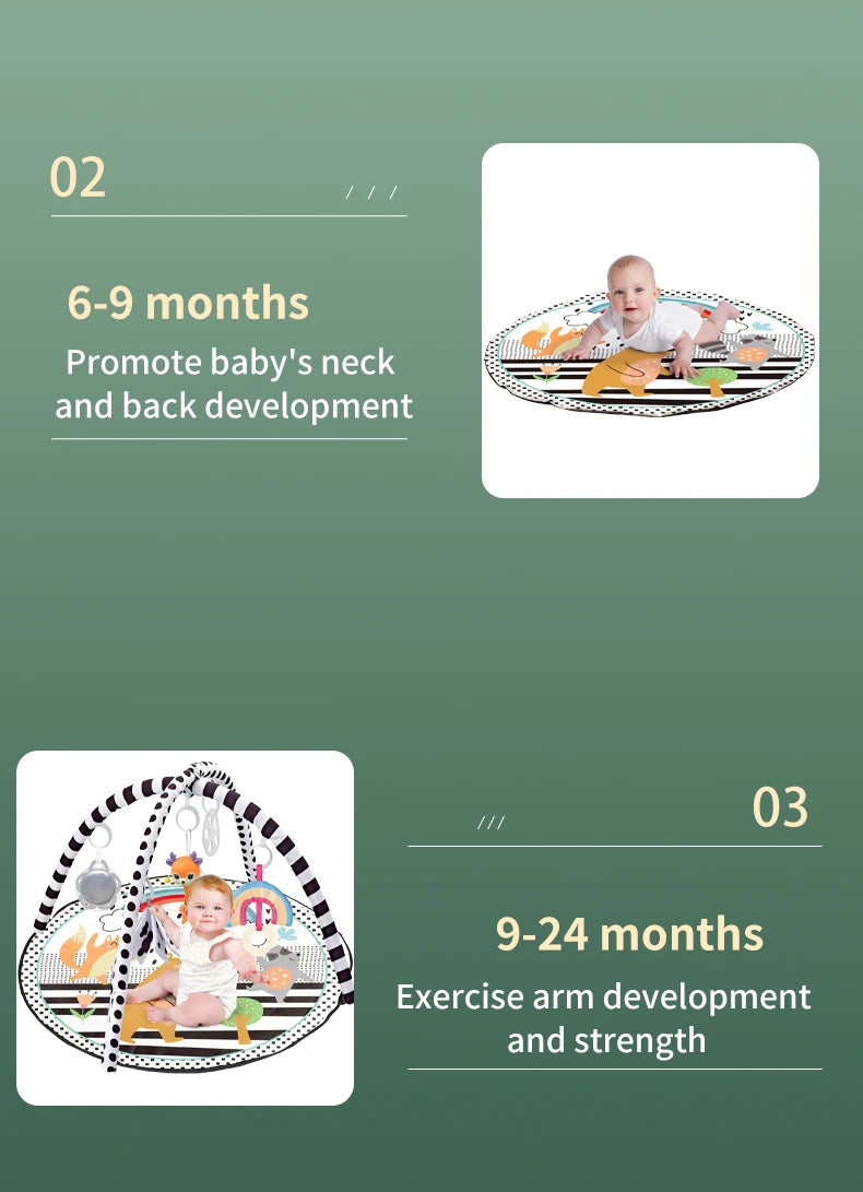 Marco de Fitness educativo para bebé, estera de juego de gimnasio de 0 a 36 meses, manta de juego para gatear, juguetes, estera de juego, estante, manta para gatear