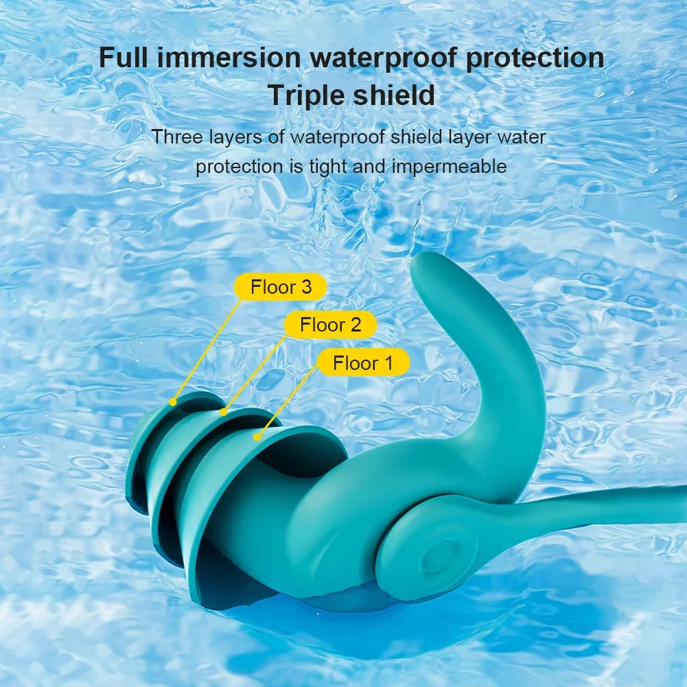 1 par/2 pares de tapones para los oídos para nadar, accesorios de silicona impermeables y antiruido para piscina, tapones para los oídos para natación, deportes acuáticos, tapones para los oídos para nadar