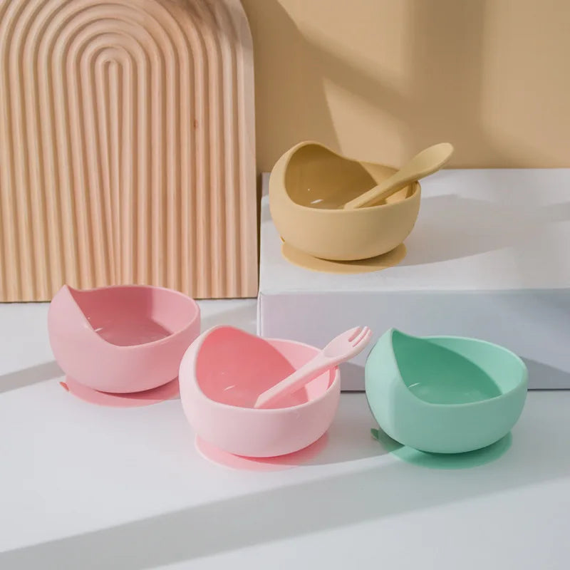 Plato de Silicona de Grado Alimenticio con Succión para Bebés, Plato Antideslizante para Alimentación, Vajilla Apta para Microondas para Bebés