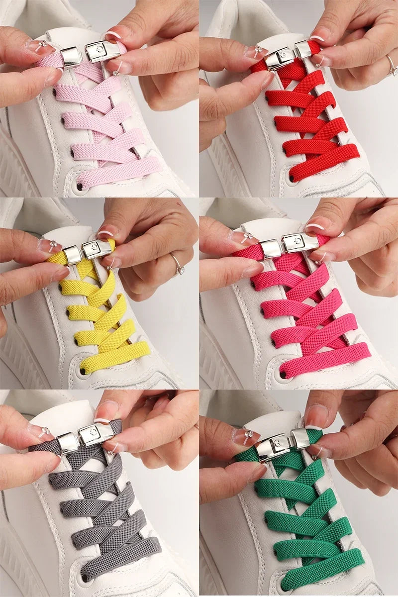Cordones para zapatos sin cordones, cordones con cierre a presión sin corbatas, cordones elásticos, zapatillas para niños y adultos, cordones planos ensanchados de 8MM para zapatos, 2024