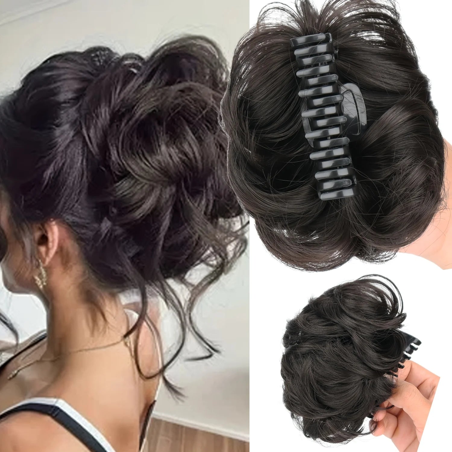 Extensiones de Cabello Sintético con Clip, Moño Despeinado, Postizo Rizado para Mujer, Uso Diario y Fiestas, Varios Colores Disponibles