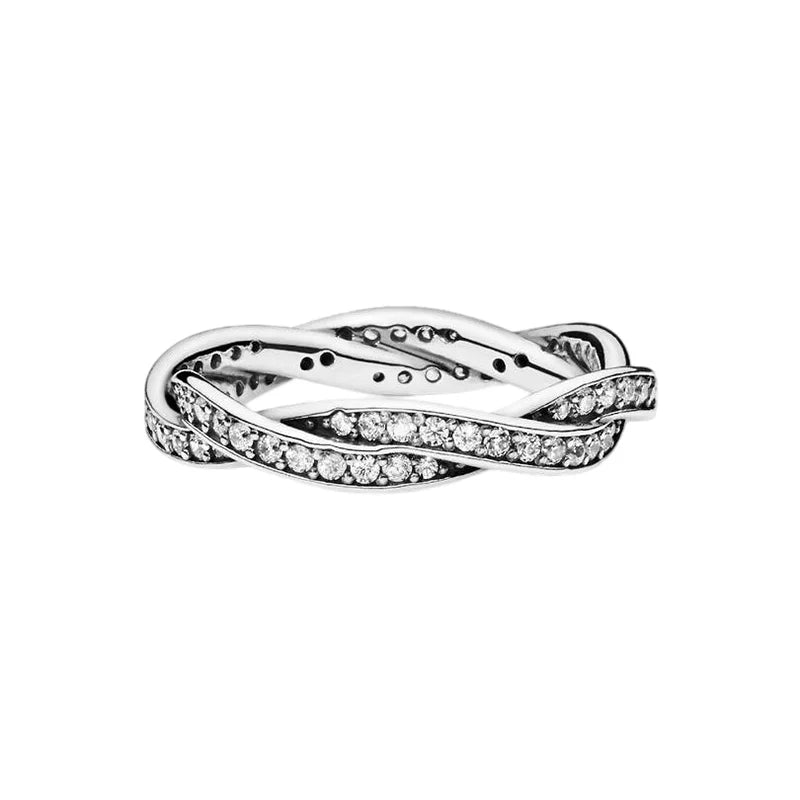 Anillo de Plata 925 con Corona y Corazón de Circonio Dorado para Mujer, Joyería Europea de Moda para Bodas y Fiestas, Regalo DIY