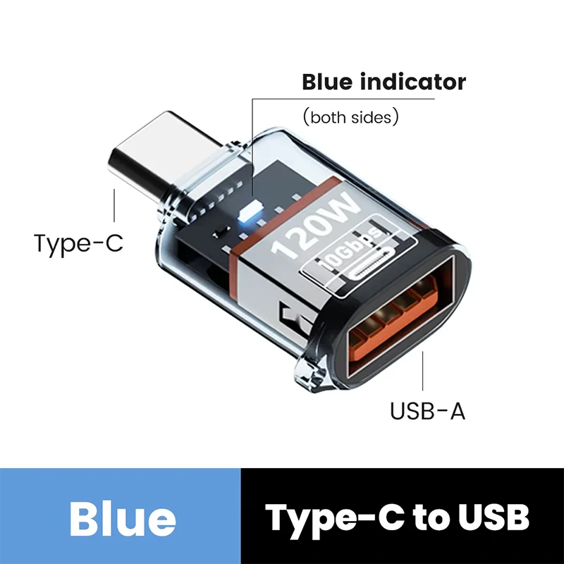 120W OTG USB 3,2 a tipo C adaptador USB hembra a tipo C macho adaptador de carga rápida OTG USB C para iPhone 15 16 Samsung Laptop PC