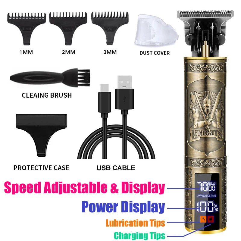 Afeitadora eléctrica Vintage para peluquero, Máquina para cortar cabello inalámbrica, cortadora de pelo con carga USB, cortadora de pelo portátil adecuada para hombres