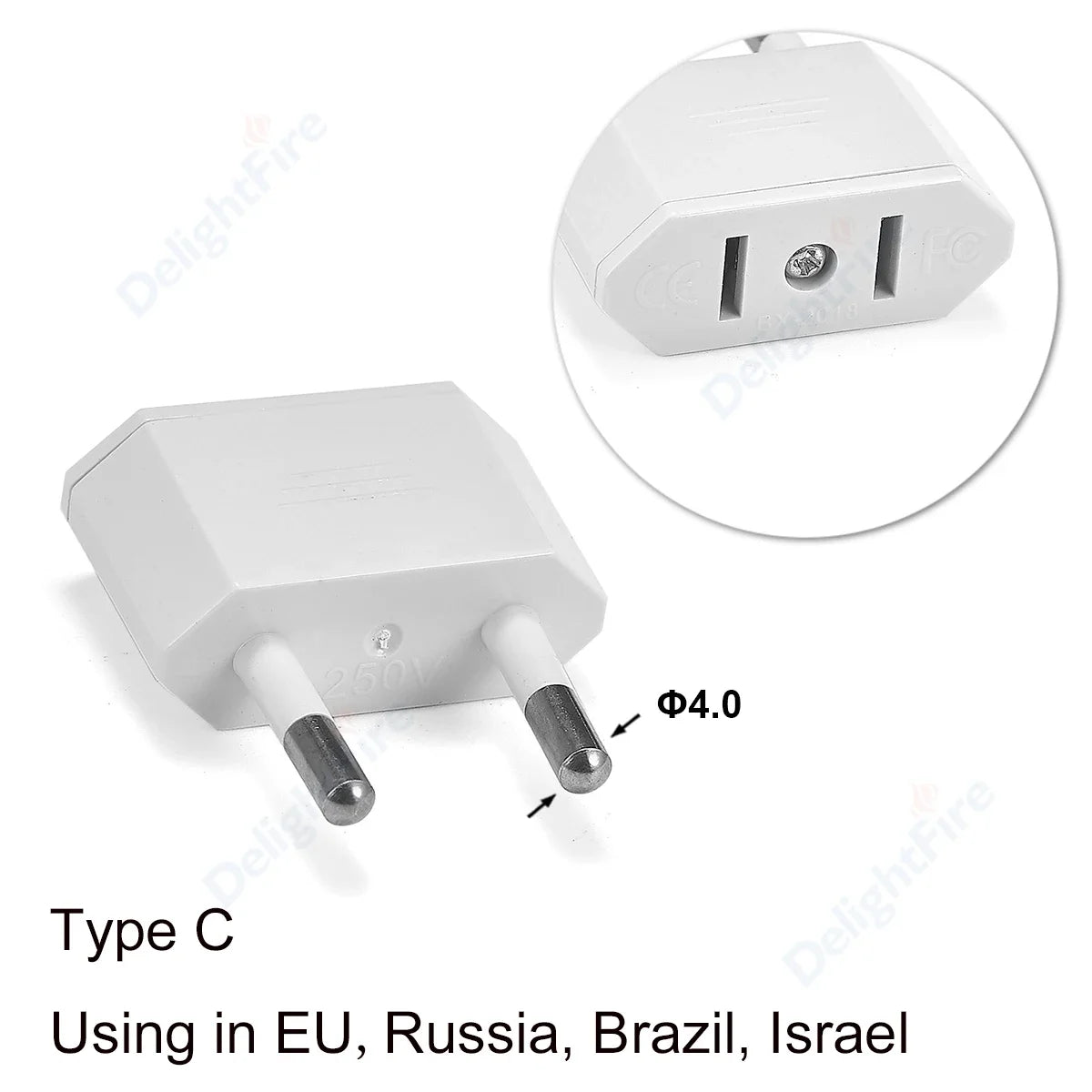 Adaptador de enchufe eléctrico estadounidense, europeo, UE a EE. UU., América, China, CN, Canadá, CA, adaptador de viaje, enchufe de 2 pines, convertidor tipo A, adaptador de corriente