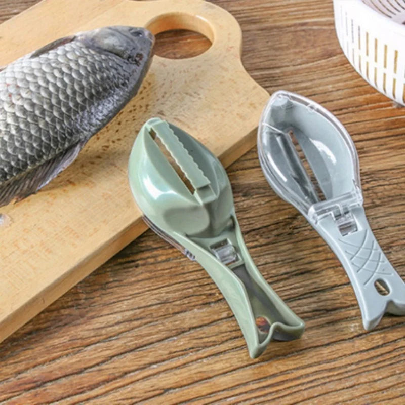 Raspador de báscula doméstica de cocina con tapa, raspador de escamas de pescado, descalcificación Manual, cepillado de herramientas de pesca