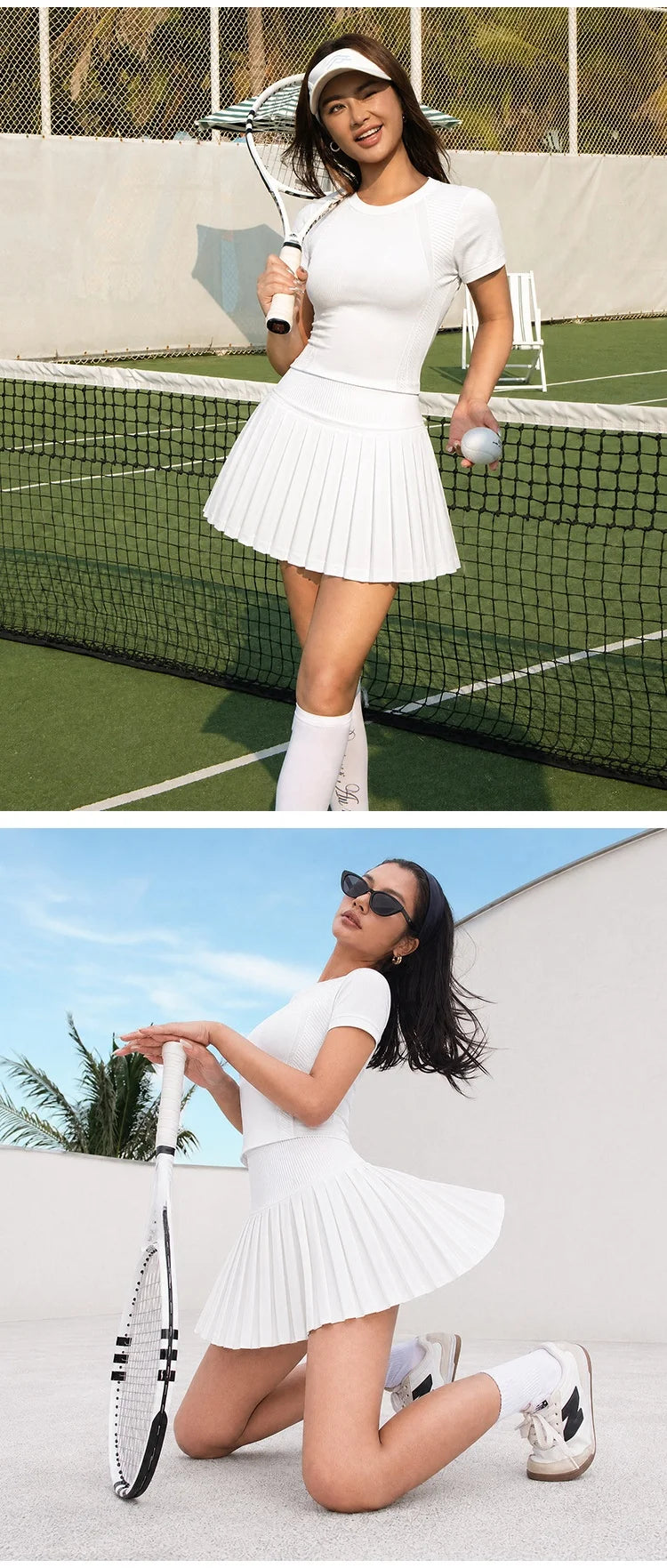 Conjunto de Falda de Tenis y Golf de Malla Transpirable sin Costuras, Ropa Deportiva de Secado Rápido para Exteriores, Primav...