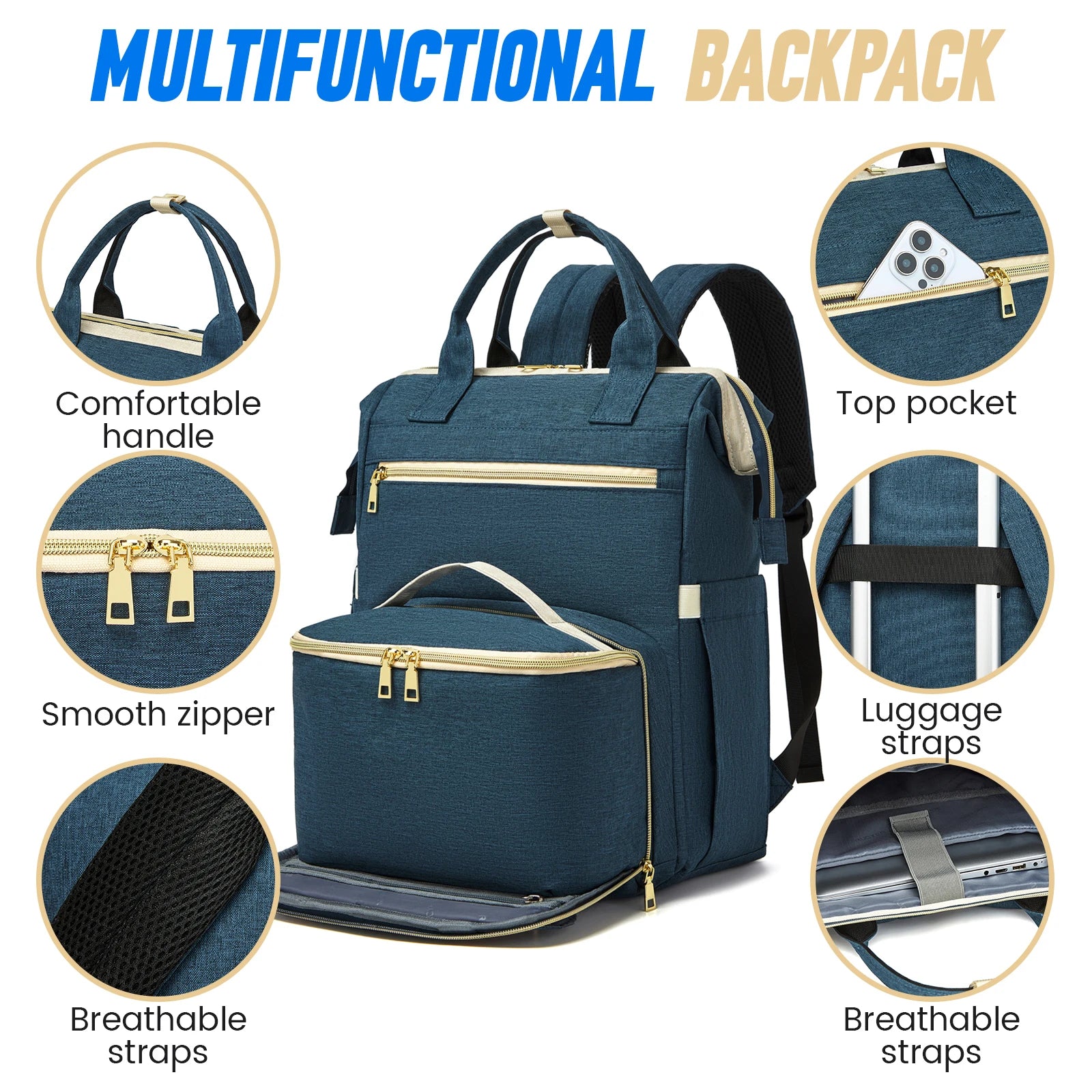 Mochila para el almuerzo, bolsa de Picnic con aislamiento, bolsa de viaje multifuncional, gran capacidad, Picnic al aire libre, Camping, mochila impermeable