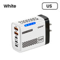 Cargador Rápido de Teléfono de 240W, Enchufe US/EU, QC3.0 PD USB, 5 Puertos, Cabezal de Carga GaN con Luz LED para iPhone 17 16, Samsung, Huawei