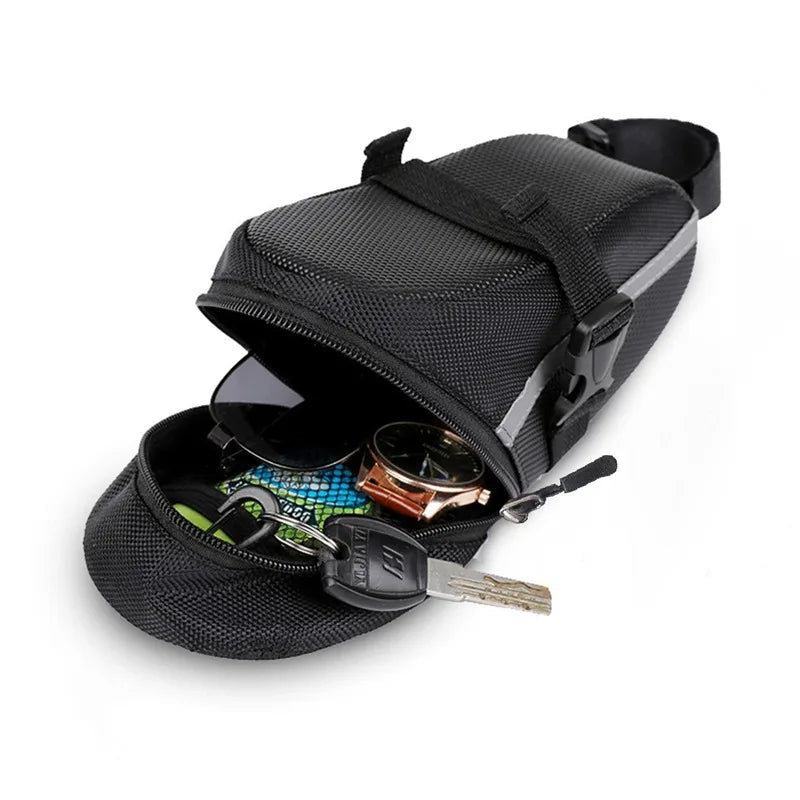 Bolsa de nailon para bicicleta, asiento de almacenamiento impermeable para sillín de bicicleta de montaña, bolsa de herramientas trasera, accesorios para ciclismo al aire libre