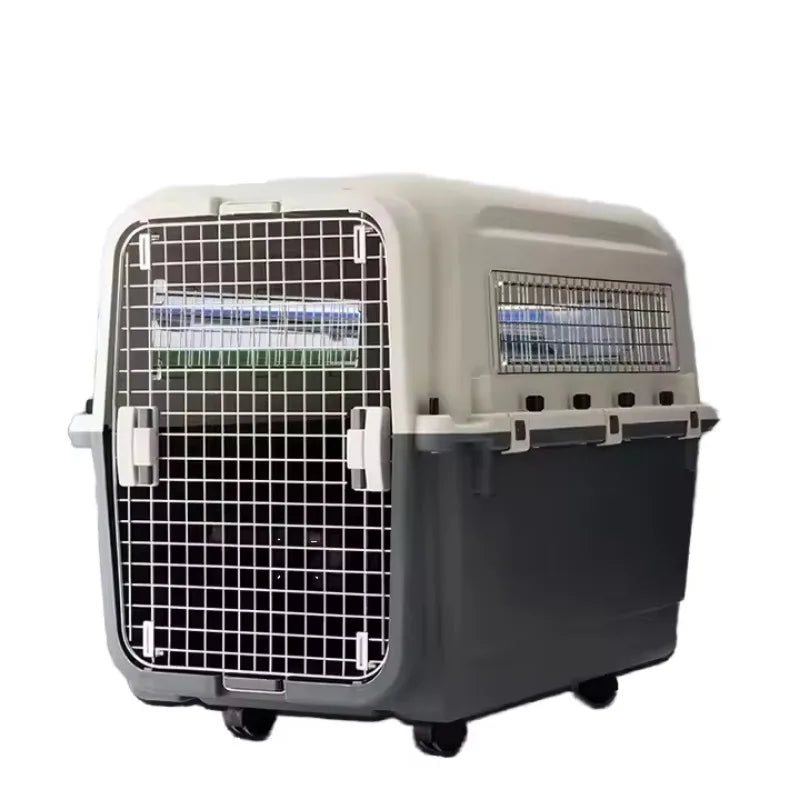 Caja de transporte de plástico para perros aprobada por IATA 3XL, jaula para mascotas con perrera, cajas de viaje para envío de aerolínea