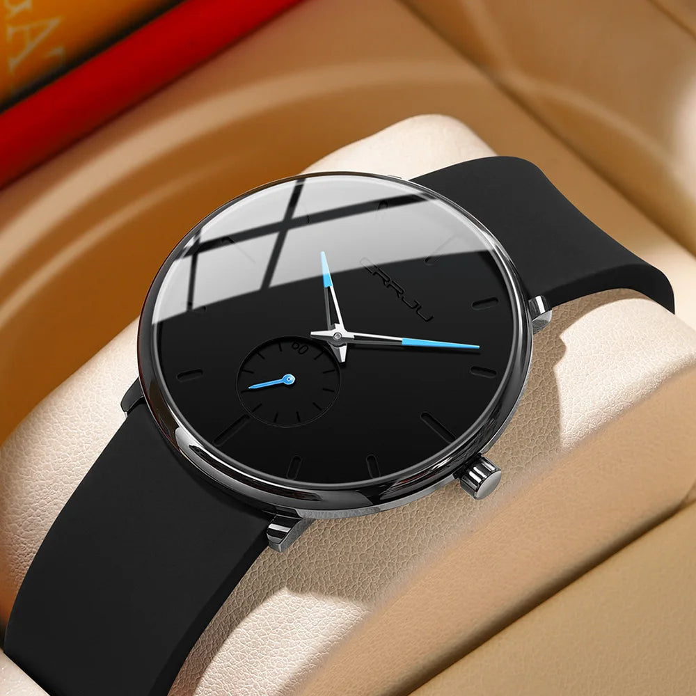 CRRJU-Conjunto de relojes de silicona informales para hombre y mujer, relojes de pulsera de cuarzo con esfera Simple, reloj de vestir para mujer