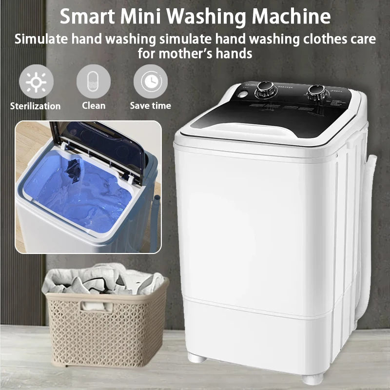 Venta caliente del hogar 7.5L 3 en 1 mini lavadora portátil de cubo grande con función de lavado y vibración, gran capacidad