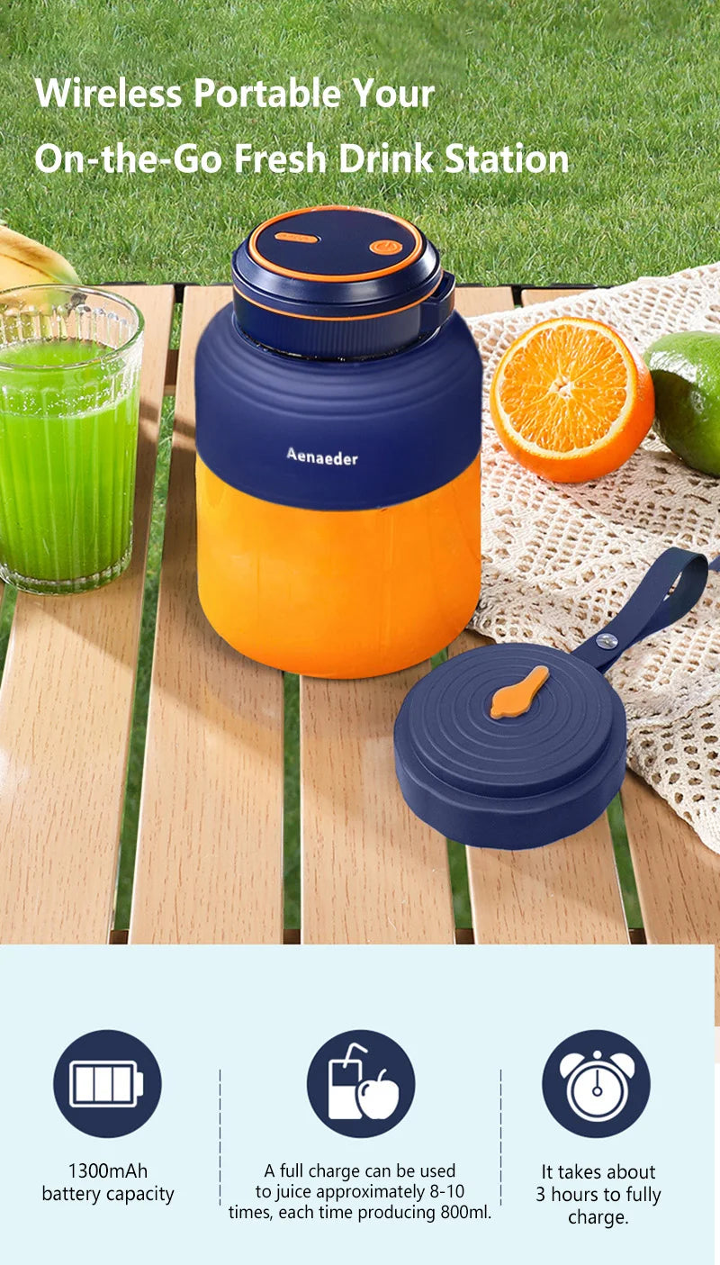Exprimidor de Frutas Portátil Inalámbrico de 1300 ml, Recargable, Pequeño, para Alimentos Complementarios, Hielo Picado, Multifuncional, para el Hogar, 2026