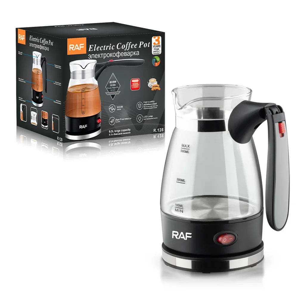 Cafetera turca de 600W, cafetera portátil italiana, árabe, griega, Moka, mango plegable, fácil para viajes en casa