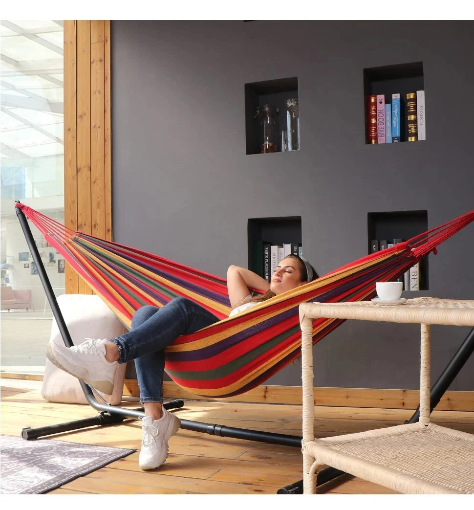 Hamaca de lona para exteriores, hamaca columpio para acampar con cuerdas de árbol, soporte de carga hasta perfecto para jardín, Patio trasero, 1 ud.
